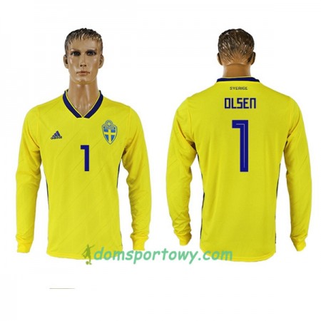 Koszulka Szwecja Olsen 1 Domowe Koszulki Piłkarskie Mistrzostwa Świata 2018 Długi Rękaw